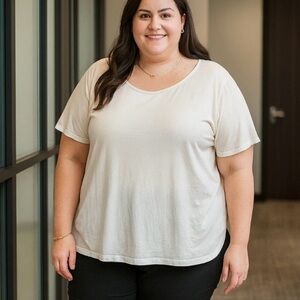 J.jill shirt top womens 3x cream cotton modal short sleeve minimalist plus work